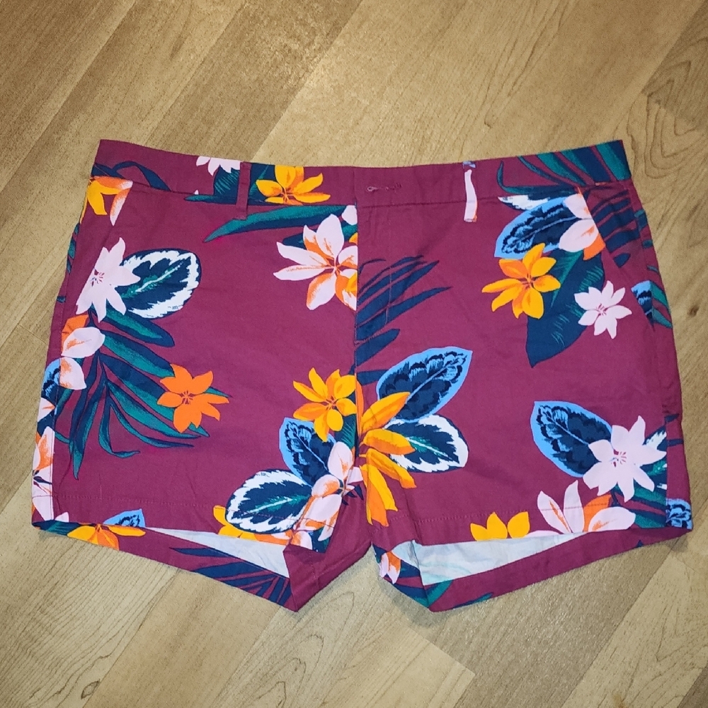 Old Navy Purple and Orange Floral Bermudas